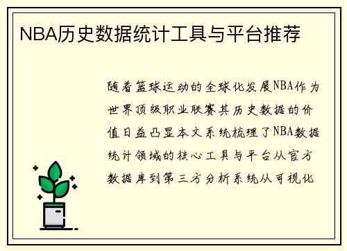NBA历史数据统计工具与平台推荐